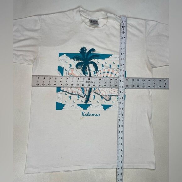VINTAGE Beach Shells Souvenir Bahamas T-shirt Men Large USA 90s Single Stitch - Picture 9 of 9